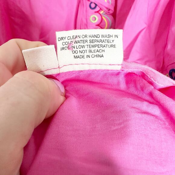 CeliaB Alvis Fuschia Pink Scalloped Edge Tiered Midi Shirt Dress XS $400 - Picture 10 of 10